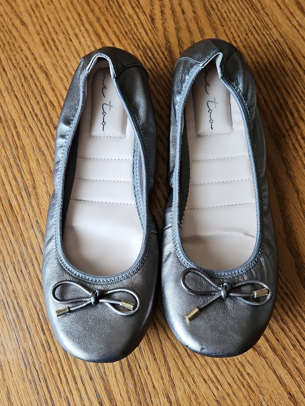 ME TOO HALLE PEWTER LEATHER BALLET FLATS SZ 8